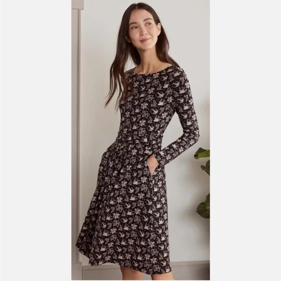 Boden | Dresses | Boden Bird Print Abigail Jersey Dress Stretch Classic |  Poshmark